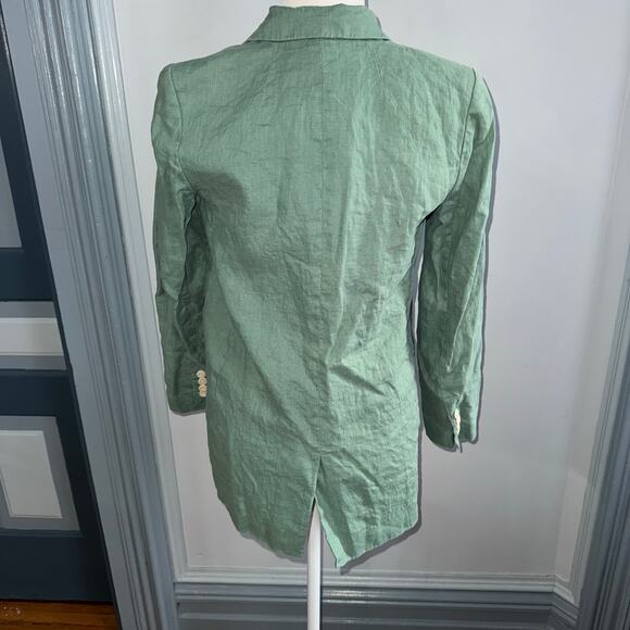 Madewell Linen Blazer Green Trellis Larsen One Button Jacket Size Small - Picture 4 of 10